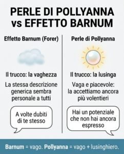 Differenza tra effetto Barnum e perle di Pollyanna